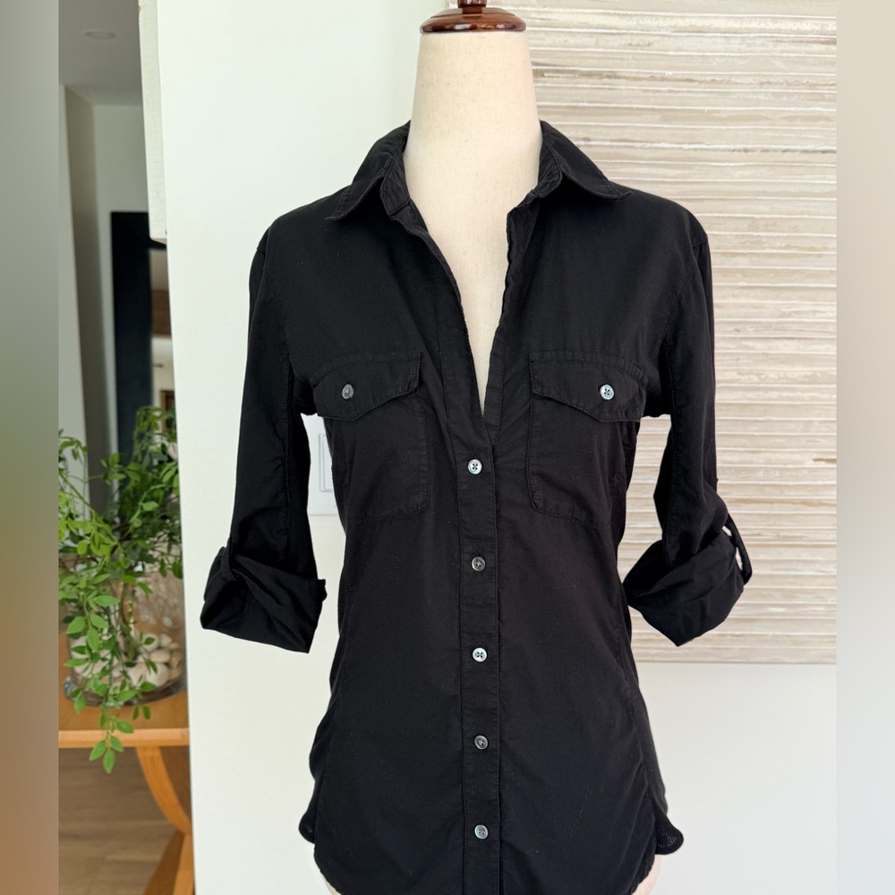 James Perse black Button Down Shirt size 2 - Picture 4 of 8